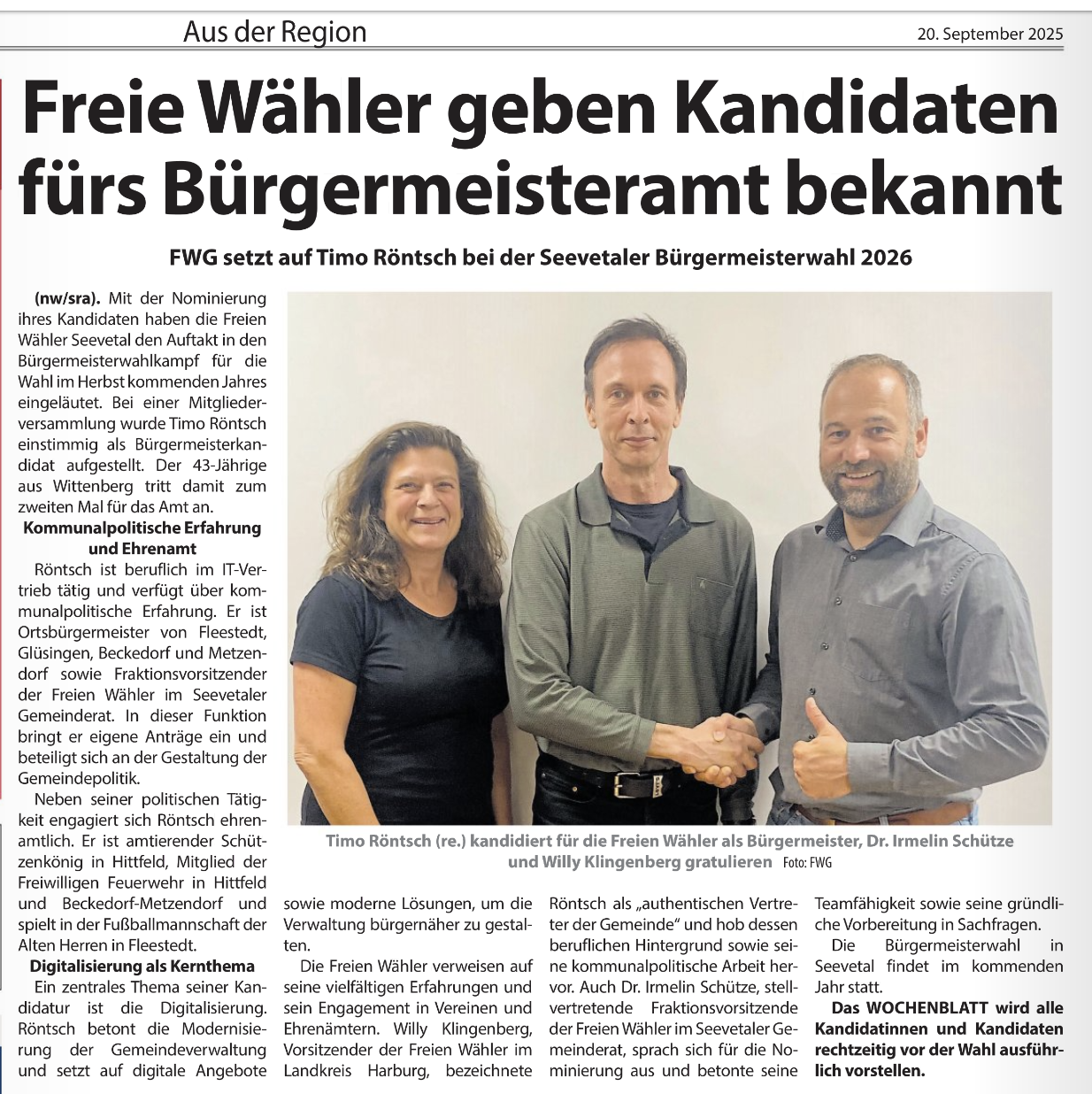 2026 Wahl zum Gemeindebürgermeister
